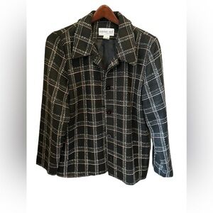 Vintage Bedford Fair plaid/striped Button Down Blazer Jacket‎ Size 14